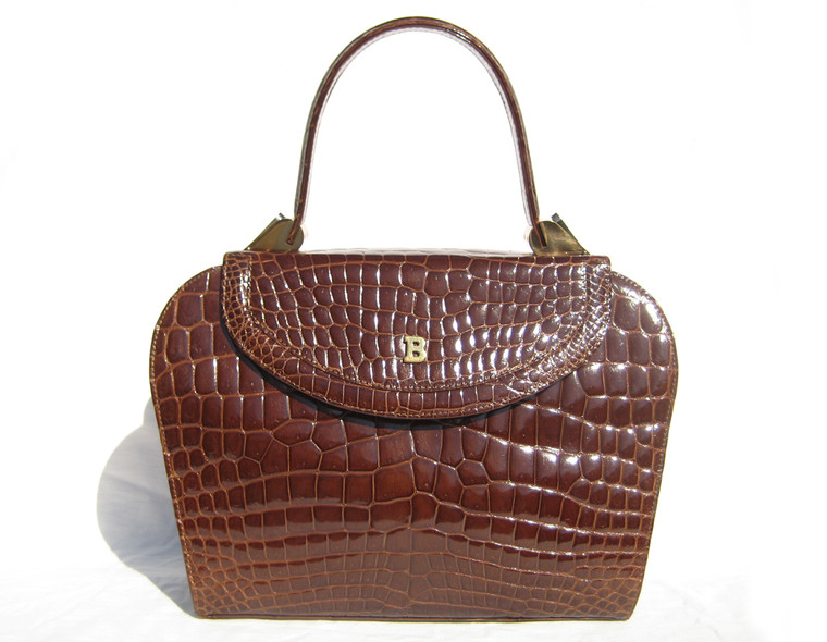 Stunning Early 2000's BALLY Chestnut Brown Alligator Belly Skin Handbag Shoulder Bag 