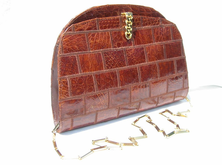  Unique 1990's Patchwork CROCODILE Skin Shoulder Bag - JEAN CARL 