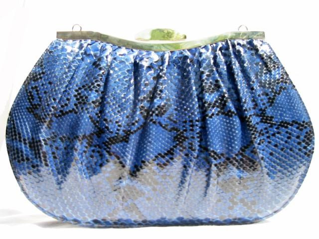  RARE 1970's-80's NAVY BLUE Snake Skin PYTHON Shoulder Bag/Clutch 