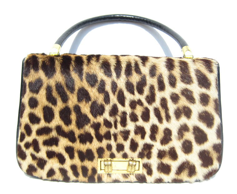 Stunning 1950's-60's GENUINE Spotted Exotic Fur HIDE Handbag Purse