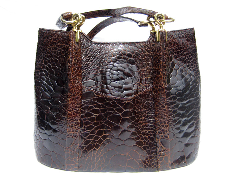 Stunning 1960's Tobacco Brown EXOTIC TURTLE SKIN Shoulder Bag