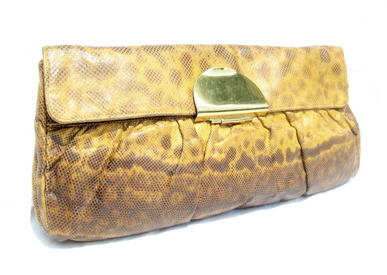  XL Deco Style 1940's-50's KARUNG Snake Skin Clutch Bag 