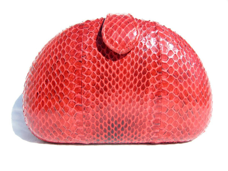  RED 1980's Hard-Sided Snake Skin Cobra Shoulder Bag 