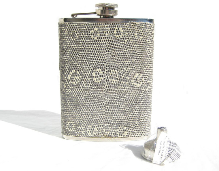  New! Custom MONITOR (Ring) Lizard Skin 8 Oz. Stainless Hip FLASK 