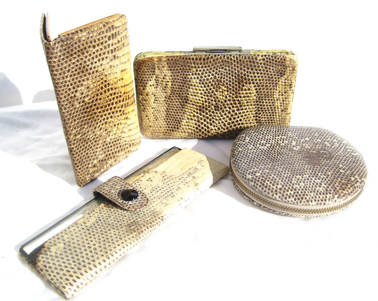 Monitor Ring Lizard Skin SET - Covered Mirror, 2 Card /Stamp Cases & Zippered Compact