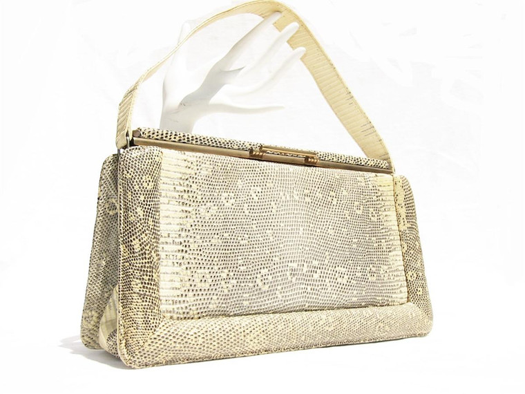  1960's "Duet" MONITOR (Ring) LIZARD Skin Handbag - LA POPULAR 