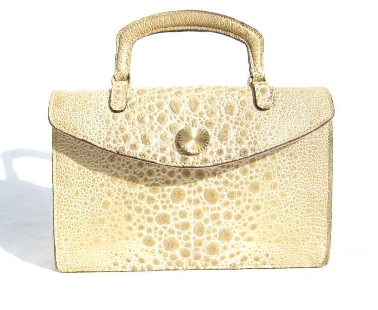 Tan 1960's SACHA FROG Skin Handbag - FRANCE