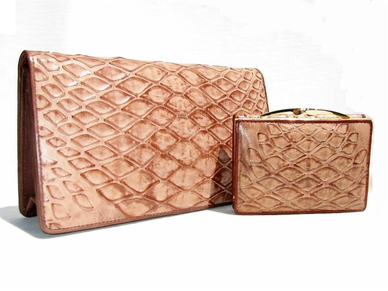  1970's Taupe GENUINE ANTEATER SKIN Clutch & Wallet 