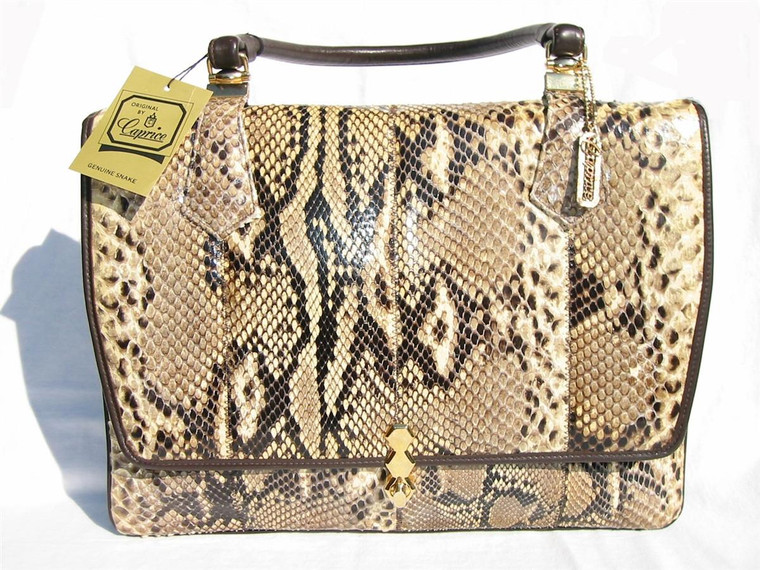  XXL 1960's-70's PYTHON Snake Skin BRIEFCASE Portfolio Bag - CAPRICE - w/TAGS! 