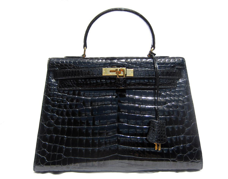  Timeless Black CROCODILE Belly Skin KELLY Bag BRIEF - HERMES Style! 