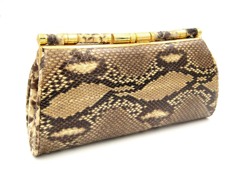  1960's-70's PYTHON Snake Skin Convertible CLUTCH Handbag 