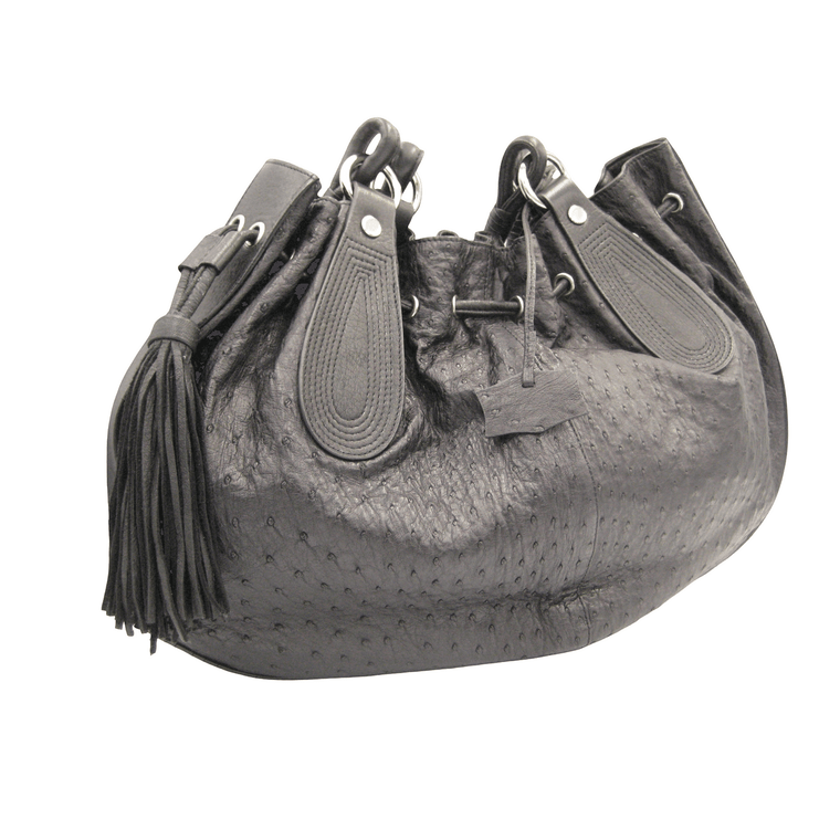  XL 2010's Black OSTRICH SKIN Shoulder Bag - NINA RAYE! 