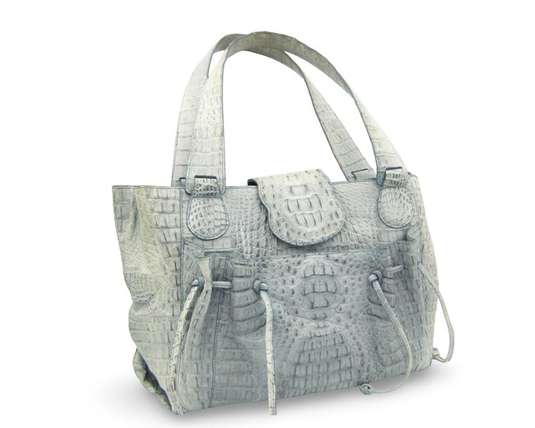  Light BLUE Ombre' Style Eileen Kramer 2000's Hornback CROCODILE Satchel Shoulder Bag 