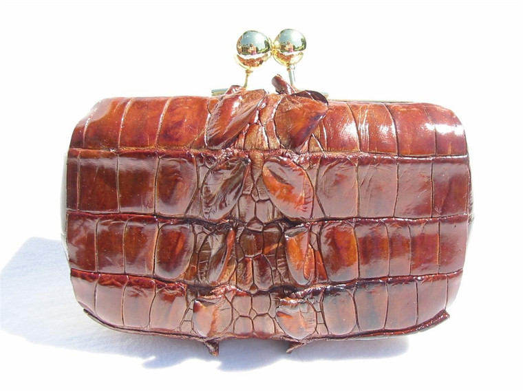  New! Hard-Sided Hornback ALLIGATOR TAIL Skin Mini CLUTCH Bag 