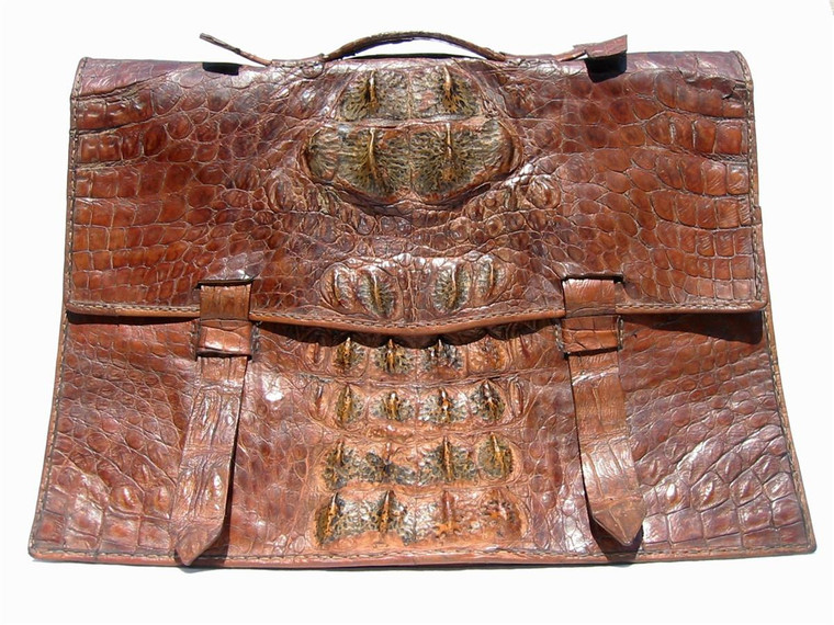  1930's-40's Unisex Crocodile Skin Briefcase Document Satchel 
