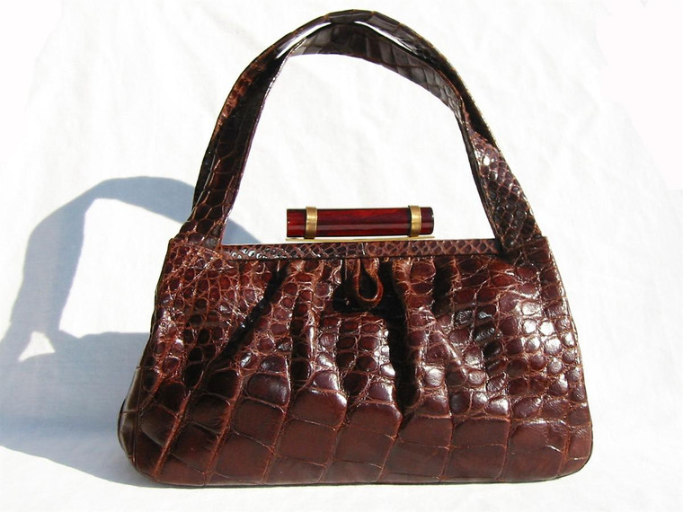  Awesome 1940's DECO Alligator Bag w/BAKELITE - DEITSCH 