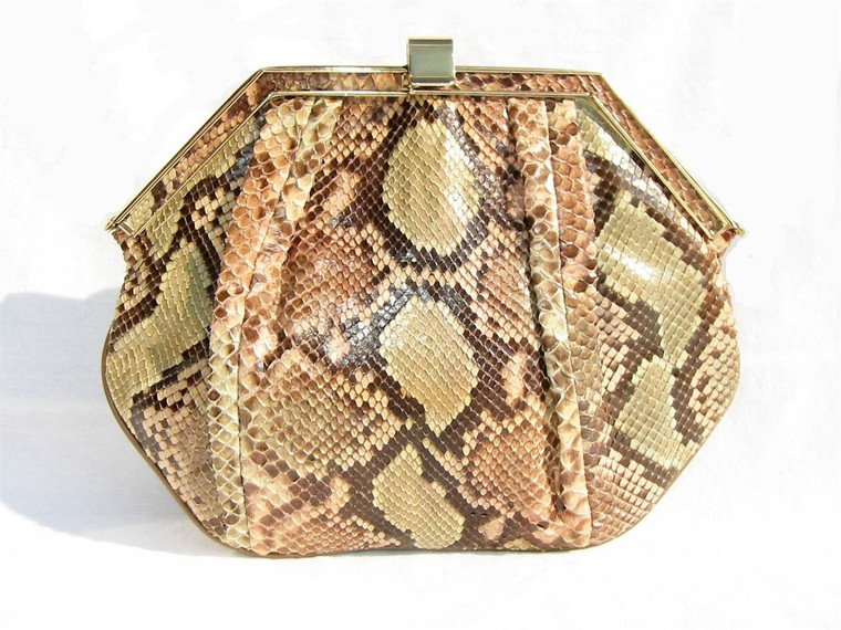  1970's Pastel PYTHON Snake Skin CLUTCH Shoulder Bag - SUPREME 