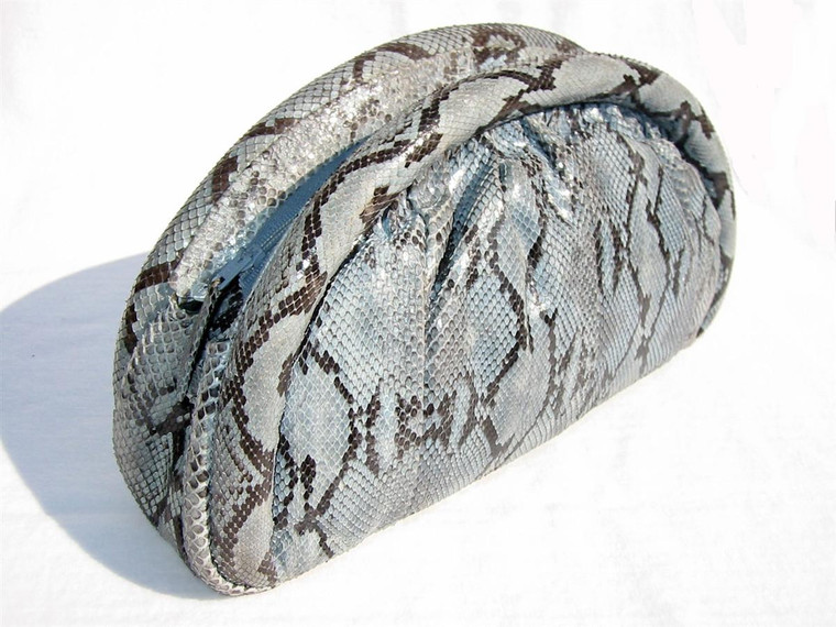  1970's-80's DENIM BLUE Python Snake Skin CLUTCH Shoulder Bag 