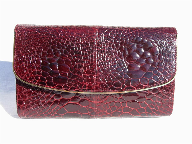  RUBY RED 1950's-60's TURTLE SKIN CLUTCH Bag - SANT'AGOSTINO 
