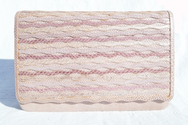 Lavender  "WOVEN" 1970's-80's Karung SNAKE Skin Clutch Shoulder Bag - ANDREA PFISTER