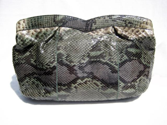  1970's GREEN & BLUE PYTHON Snake Skin Clutch Shoulder Bag 