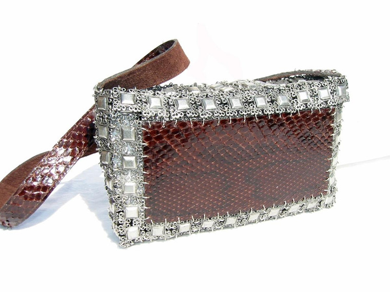  Metal 1990's PYTHON Skin Shoulder Bag - CLARA KASAVINA 