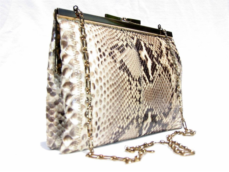  Petite 1970's-80's PYTHON Snake Skin CLUTCH Shoulder Bag 