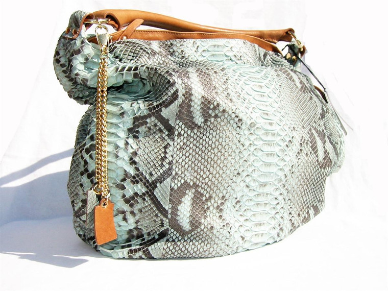  Ample 19 x 14 SEA FOAM PYTHON Snake Skin Shoulder Bag - GIANNI NOTARO - w/ TAGS! 