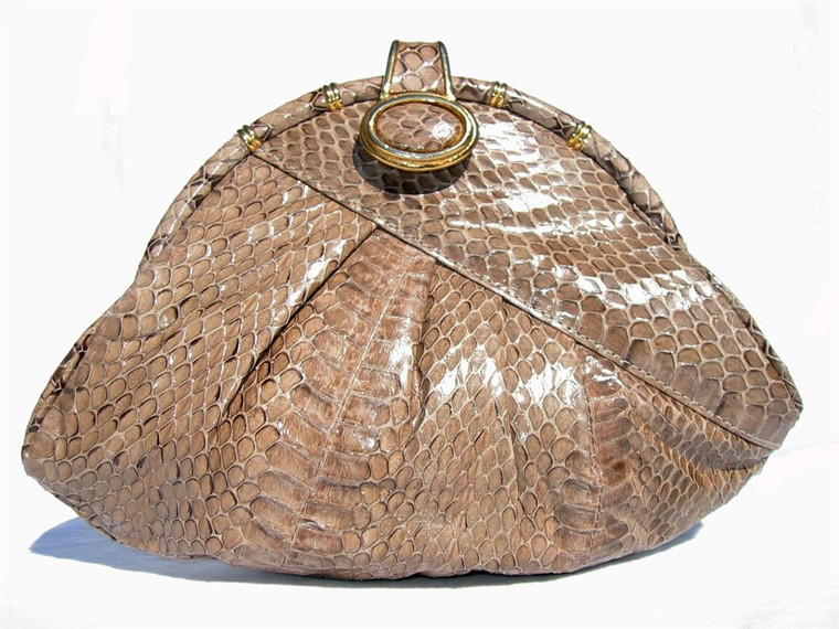  Tan 1980's COBRA Snake Skin CLUTCH Shoulder Bag - Le Ann 
