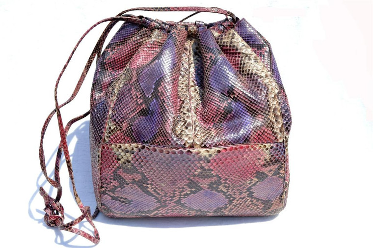  1980's-90's XL Pastel PYTHON Snake Skin Shoulder Bag - JUDITH LEIBER 