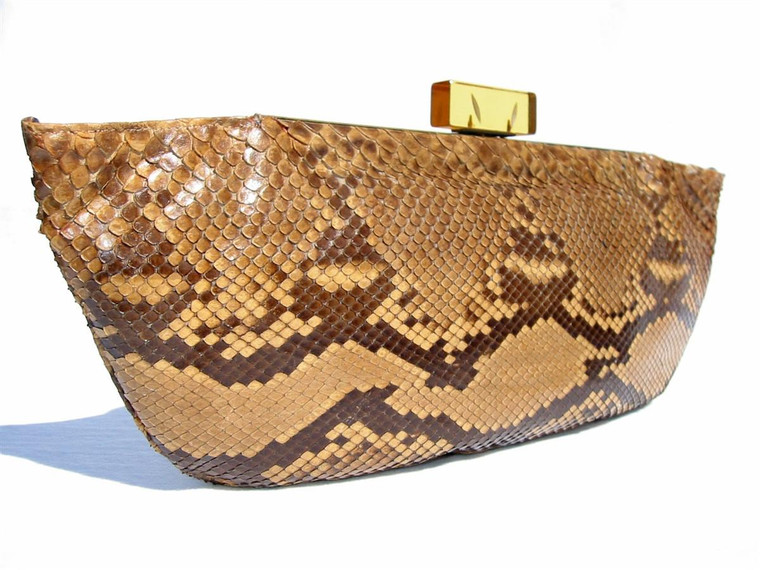  Sleek 1940's-50's PYTHON Snake Skin CLUTCH Bag LUCITE! 