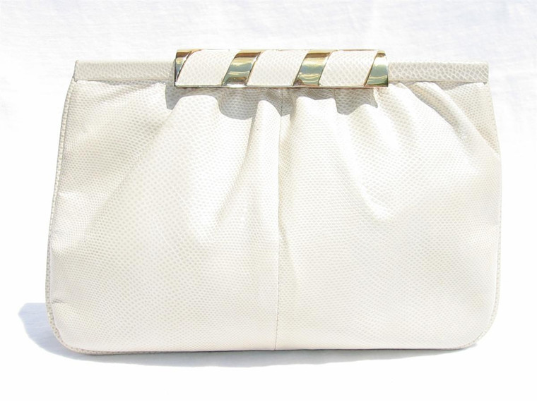  1970's-80's BONE SUSAN GAIL KARUNG Snake Skin CLUTCH Bag 