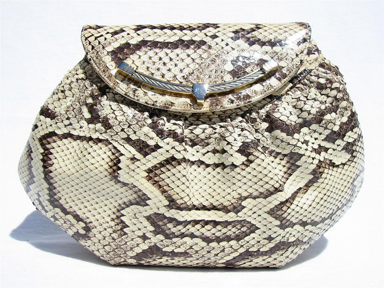  1970's FINESSE LA MODEL Python Snake Skin CLUTCH Bag 