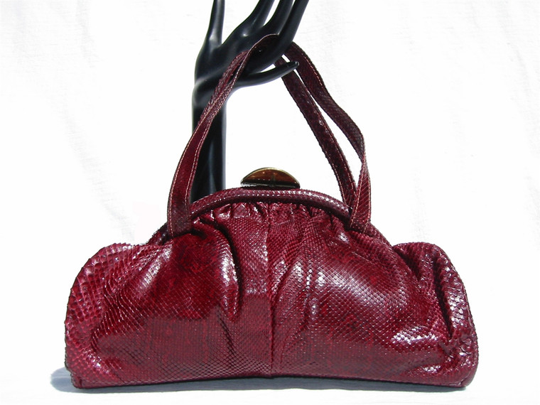 Ruby RED 1940's-50's Art Deco Style BOA Snake Skin Handbag