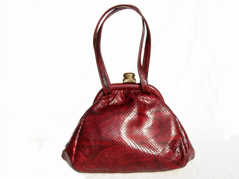  1940's-50's DECO Style RED BOA Snake Skin Handbag 