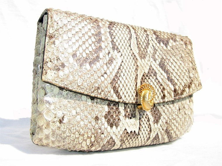  MANON 1960's PYTHON Snake Skin CLUTCH Shoulder Bag 