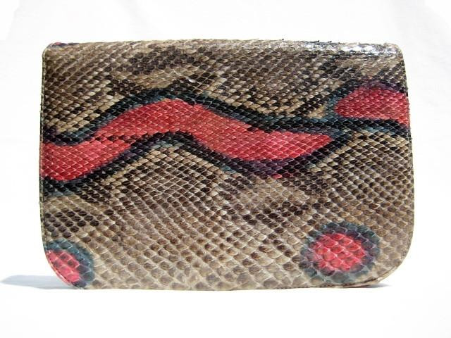 Pastel Python Snake Skin Clutch Shoulder Bag - VARON - Vintage Skins