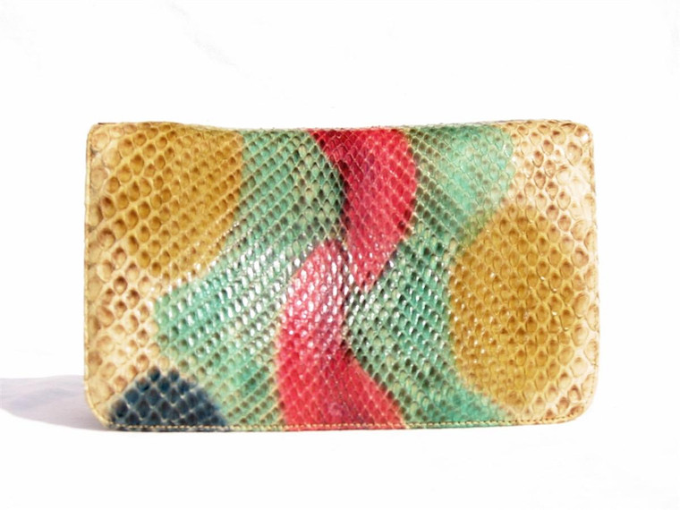  MORLE' 1970's-80's Pastel PYTHON Snake Skin CLUTCH Shoulder Bag 
