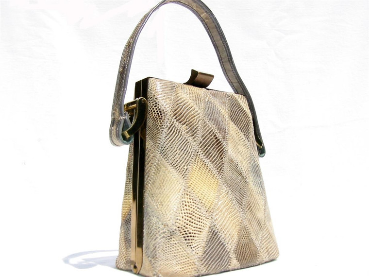  Unique Petite Patchwork 1950's MONITOR (Ring) Lizard Skin Purse 