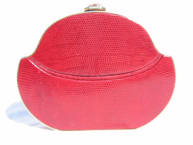 WALTER KATTEN 1970's-80's Hard-Sided LIZARD Skin CLUTCH - ITALY!