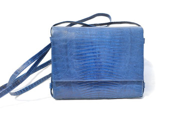 ELECTRIC BLUE 1970's-80's Lizard Skin Shoulder Crossbody Bag - ANDREA PFISTER - SAKS