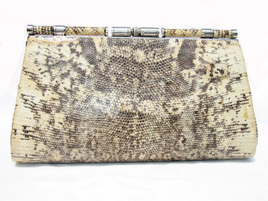 1950's-60's MONITOR (Ring) Lizard Skin CLUTCH - w/ Fold-In Handle G2-035