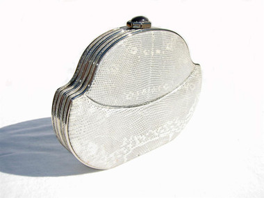 WALTER KATTEN 1970's-80's Hard-Sided Ring LIZARD Skin CLUTCH - ITALY!