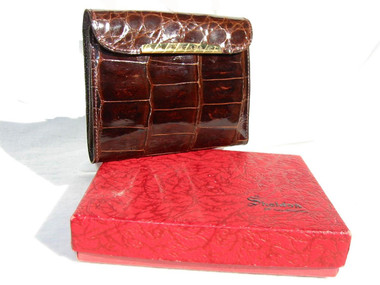 Sheldon 1950's-60's ALLIGATOR Skin CARD I.D. CASE with Box
