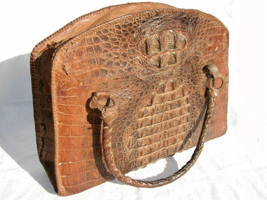 Awesome HORNBACK CROCODILE 1950's OVERNIGHT Bag Luggage - Vintage