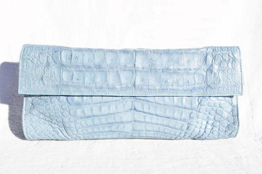 NEW 2000's LIGHT BLUE Crocodile Skin CLUTCH Bag - LAI!