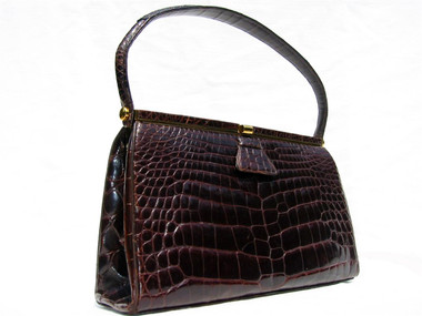 RENDL ORIGINAL 1950's-60's Chocolate Brown Alligator Handbag