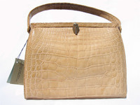 RARE! 1960's Matte Finish LUCILLE de PARIS Blonde Alligator Bag w/TAGS!