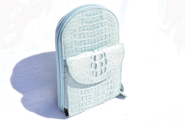 Eileen Kramer 1990's Baby Blue Hornback CROCODILE Crossbody Bag