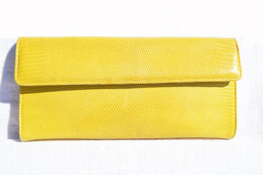 Early 2000's YELLOW Lizard Skin CLUTCH Bag - LAI!
